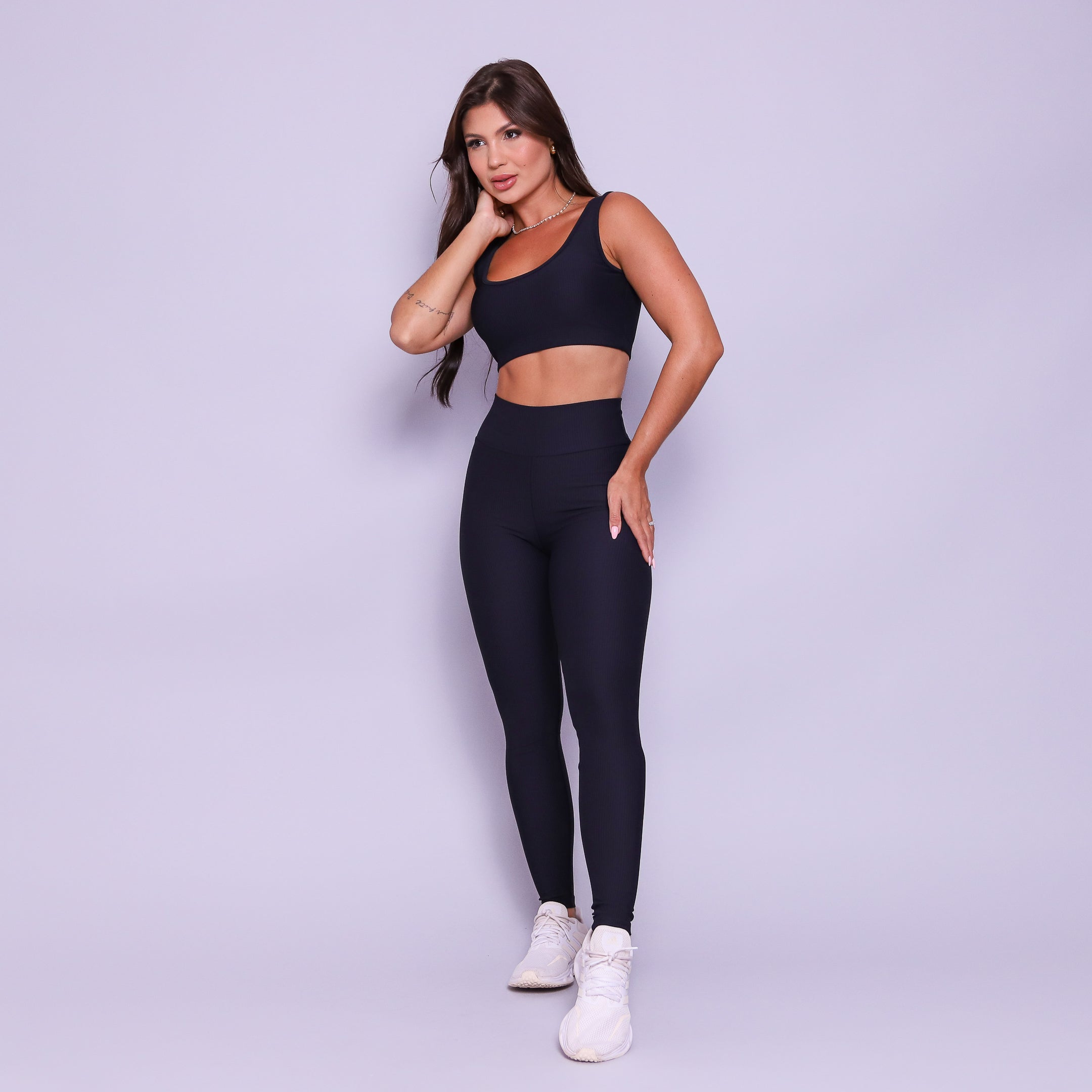 Conjunto Canelado Black (Calça + Top)