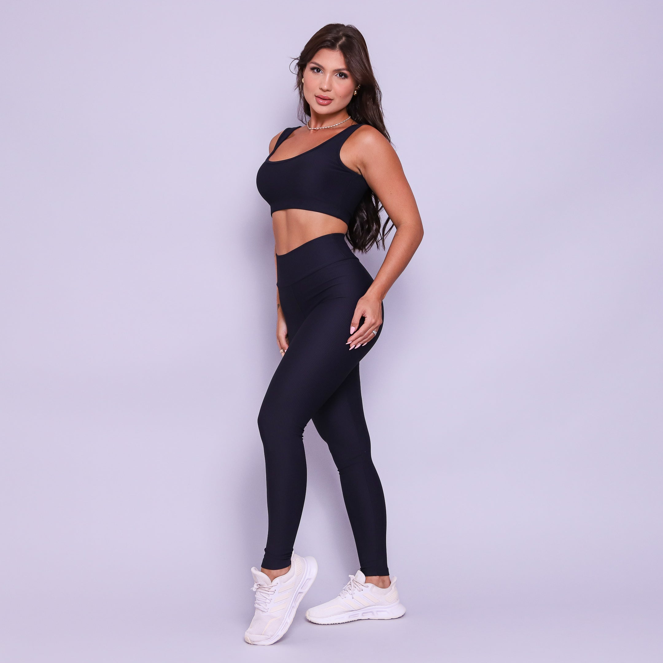 Conjunto Canelado Black (Calça + Top)