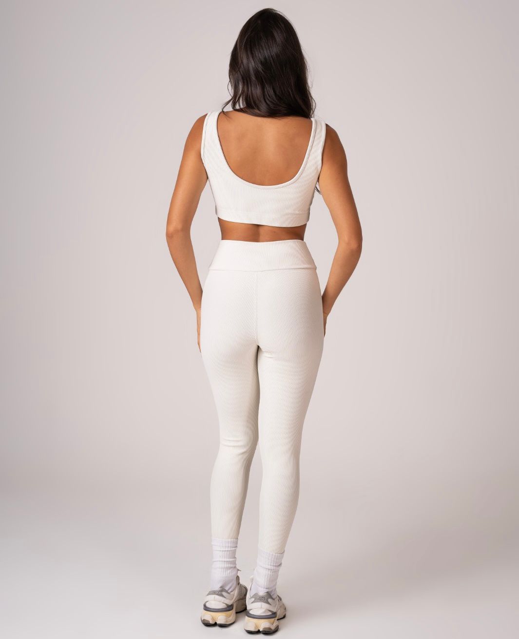 Conjunto Canelado Off White (Calça + Top)