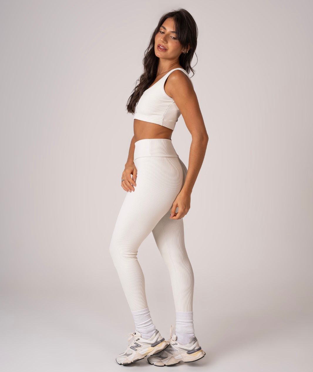 Conjunto Canelado Off White (Calça + Top)