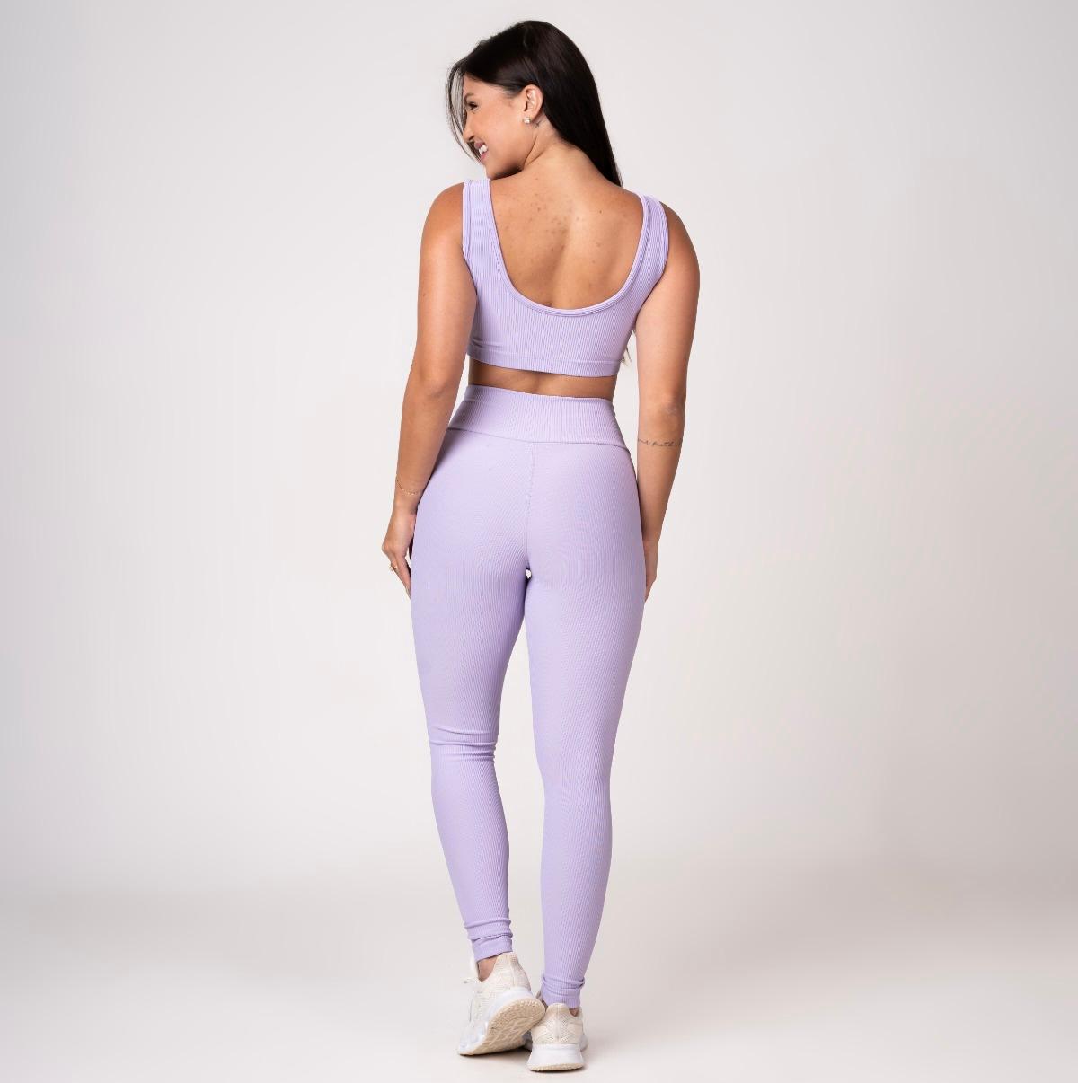 Conjunto Canelado Lavanda (Calça + Top)