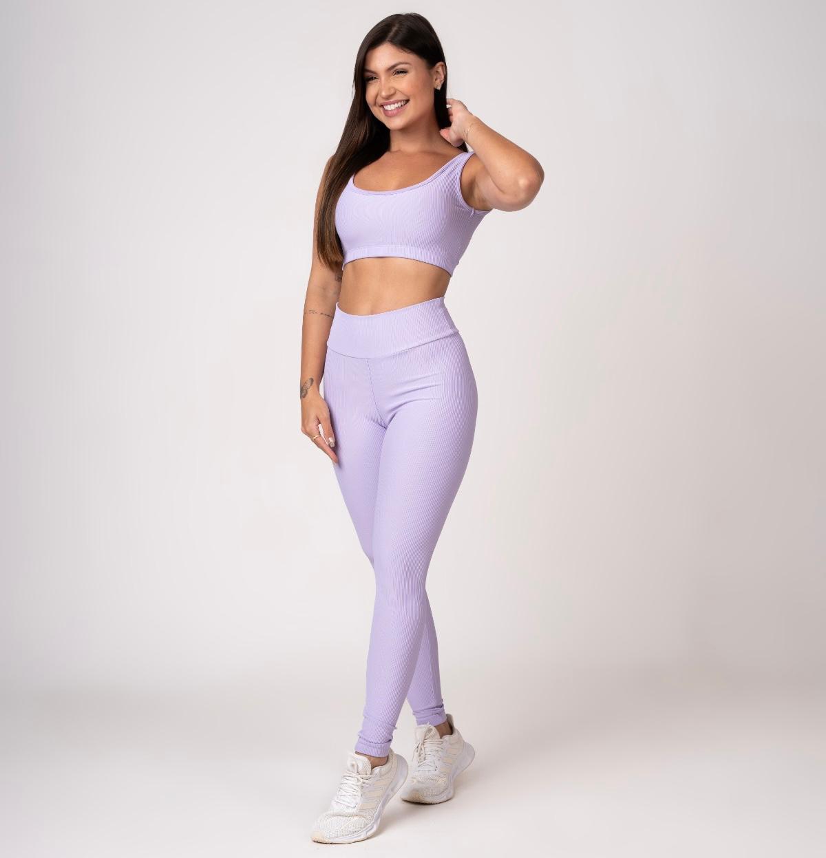Conjunto Canelado Lavanda (Calça + Top)
